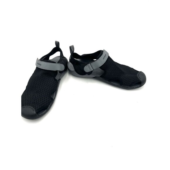 CROCS Swiftwater Mesh Deck Sandal Women Size 9 Black Gray Beach Resort - Picture 4 of 12